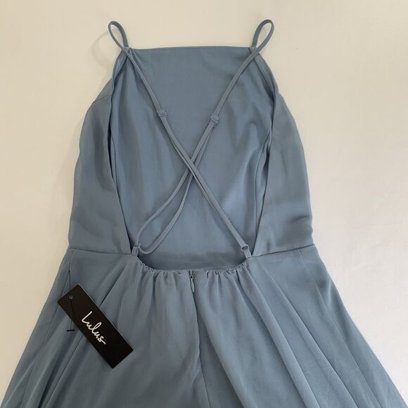 NWT Lulus Dress Mythical Kind of Love Maxi Blue Halter Wedding Guest Bridesmaid - Picture 5 of 12
